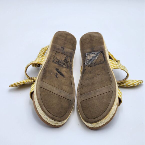 LC Lauren Conrad Rosemary Yellow Gingham Bow Sandals Size 10 - Picture 7 of 10